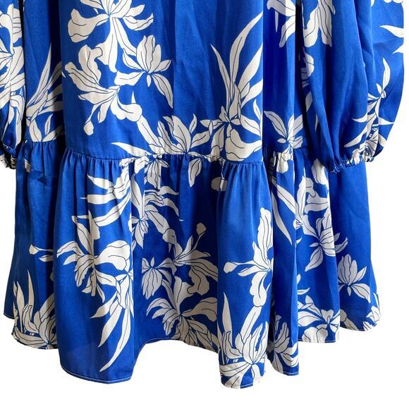 Alexis for Target Blue Floral Print Swing satin Mini dress size S - Picture 6 of 10